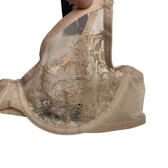 INC Intimates Underwire Lace Bra & Lace Trim Mesh Brief Underwear Almond Latte S - Picture 4 of 14